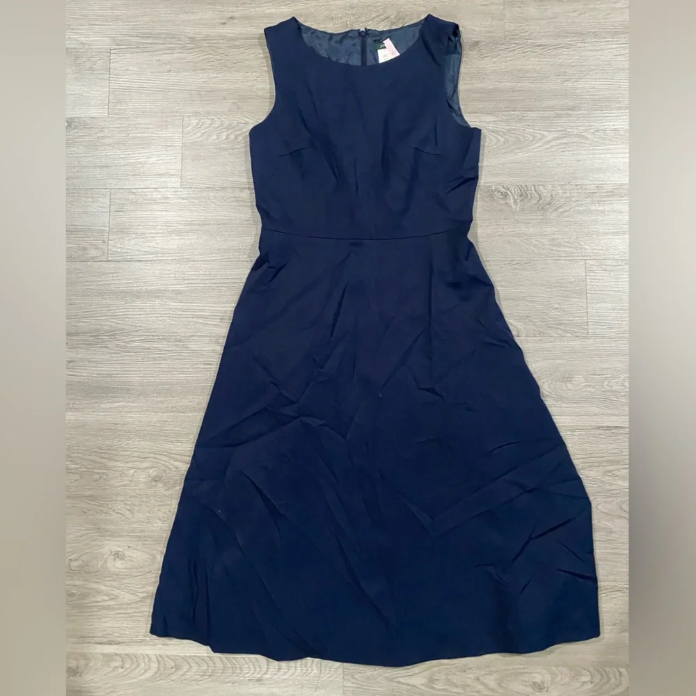 J. Crew Wool Style 63473 Elegant Navy Blue Sleeveless Dress Career Work Casual 4